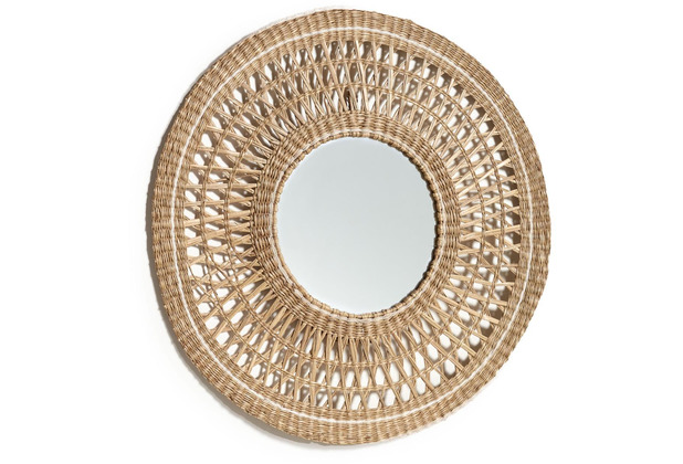 Nosh Verenade Spiegel aus Naturfasern mit natrlichem und weiem Finish  60 cm