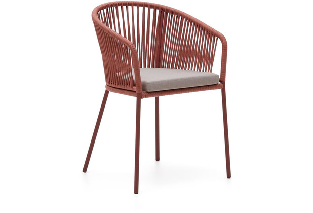 Nosh Yanet Stuhl aus Seil in Terrakotta mit Beinen aus verzinktem Stahl