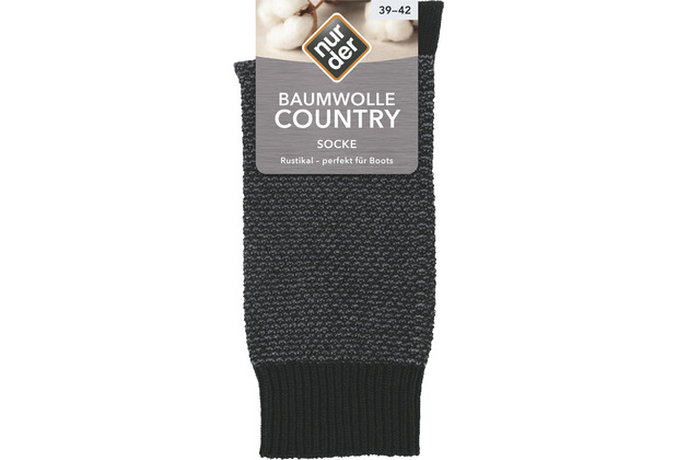 nur der Herren \"Baumwolle Country Socke\" schwarz 39-42