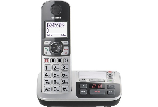 Panasonic KX-TGE520GS, schnurloses Single-DECT Telefon, silber-schwarz