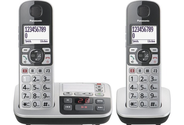 Panasonic KX-TGE522GS, schnurloses Single-DECT Telefon, silber-schwarz