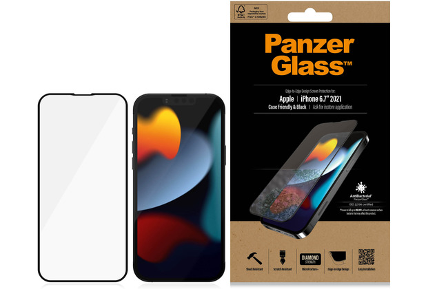 PanzerGlass E2E iPhone 13 Pro Max Case Friendly, Black *PRO