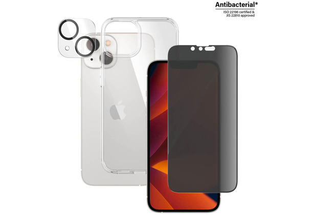 PanzerGlass f. iPhone 14, Bundle Clear Glass+Case
