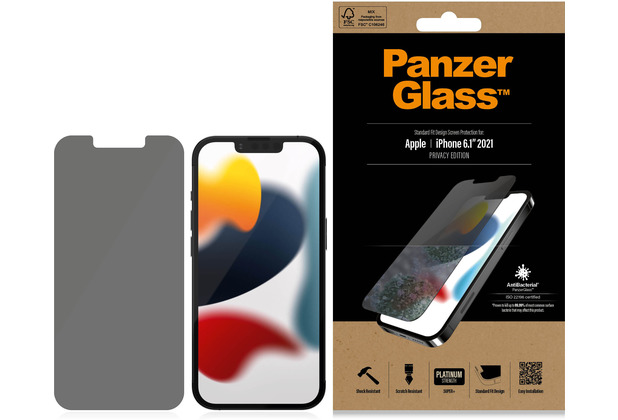 PanzerGlass iPhone 13 Privacy Antibakt., Standard Fit