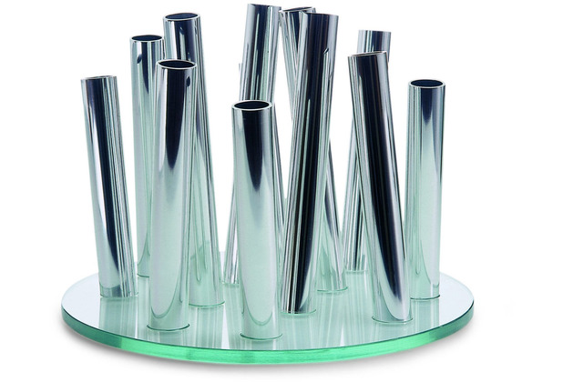 Philippi Bouquet Vase Glas, Aluminium poliert, 24 (d) cm