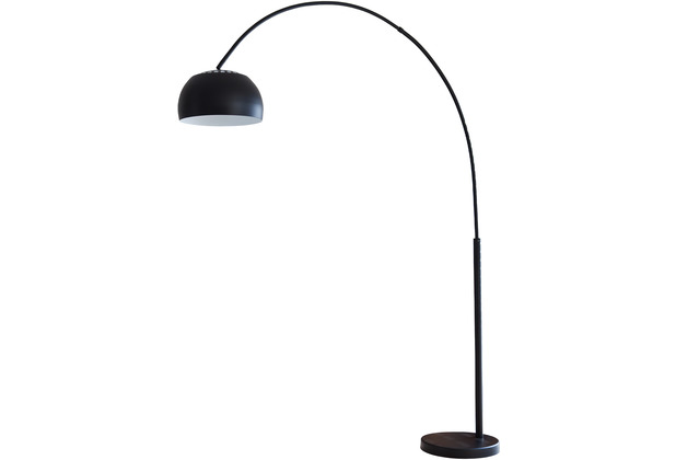 SalesFever Bogenlampe 205 cm schwarz, echter Marmorfu, 33 cm Lampenschirm