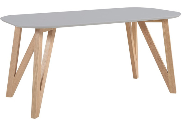 SalesFever Esstisch 160x90x76 cm grau Eiche, oval geformte Tischplatte, matt lackiert, Skandinavian Design