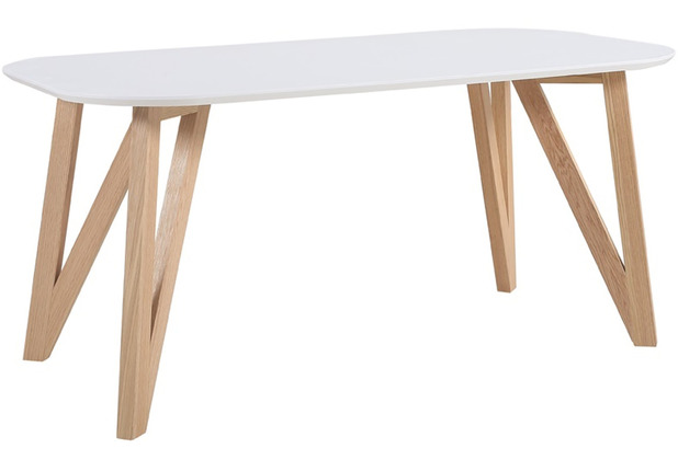 SalesFever Esstisch 160x90x76 cm wei Eiche, oval geformte Tischplatte, matt lackiert, Skandinavian Design