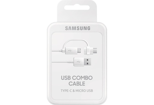 Samsung Datenkabel Micro-USB zu USB-A inkl USB-C Adapter, Weiß