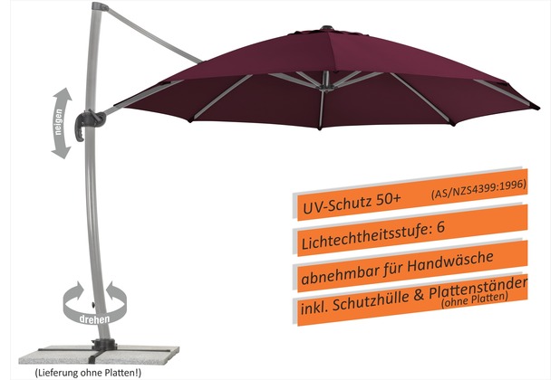 Schneider Schirme Sonnenschirm Rhodos Rondo 350/8 bordeaux