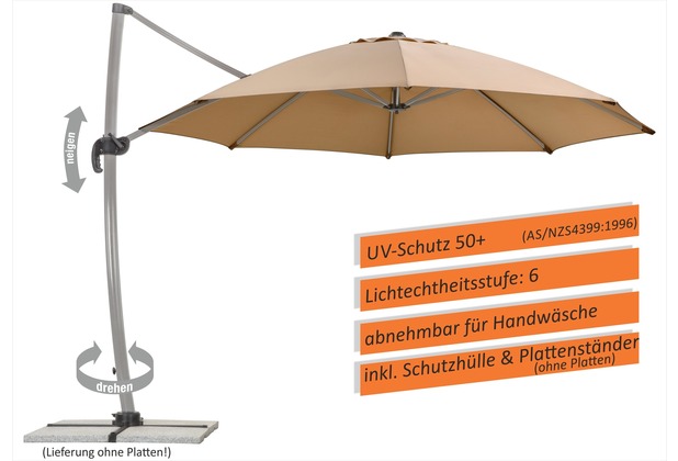 Schneider Schirme Sonnenschirm Rhodos Rondo 350/8 sand