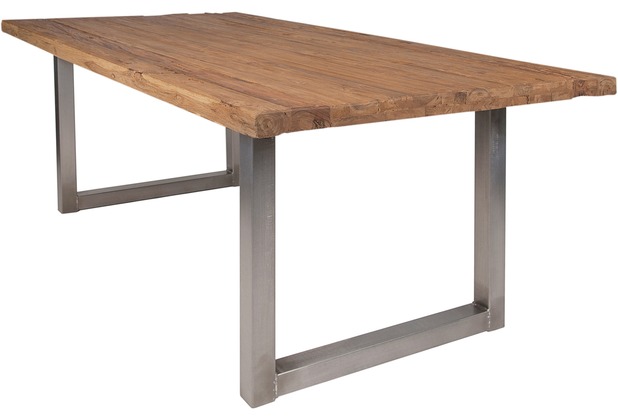 SIT TABLES & CO Tisch 180x100 cm, recyceltes Teak natur Platte natur, Gestell silber