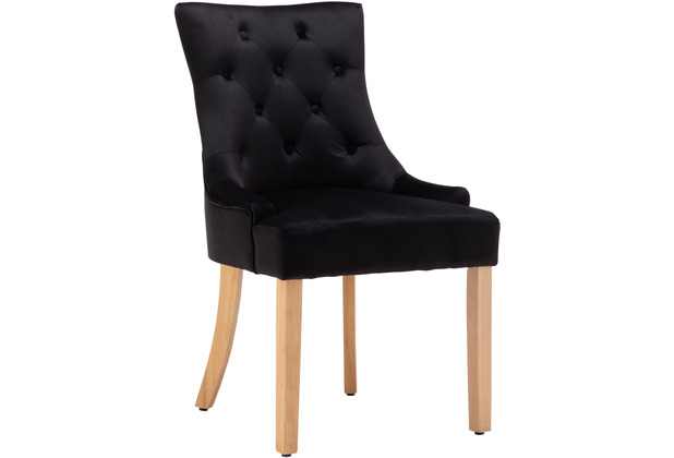 SIT Stuhl, 2er-Set Bezug Samt, Beine Hevea, lackiert Bezug schwarz, Beine natur