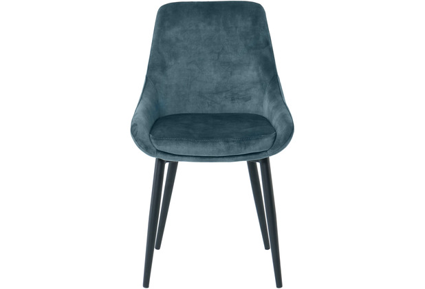 SIT Stuhl, 2er-Set Bezug Samt, Beine pulverbeschichtetes Metall Bezug blau, Beine schwarz