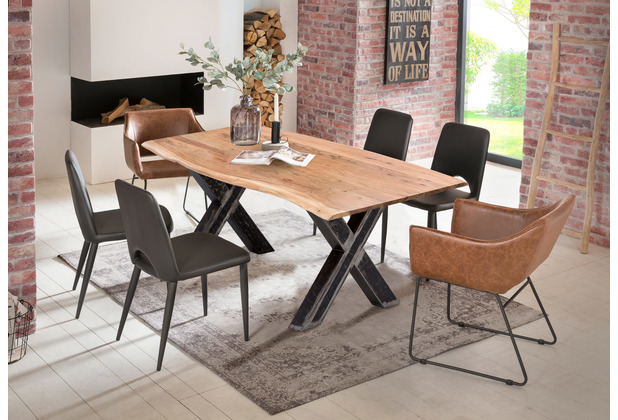 SIT TABLES & CO Tisch 160x85 cm Platte natur, Gestell used look, klar lackiert