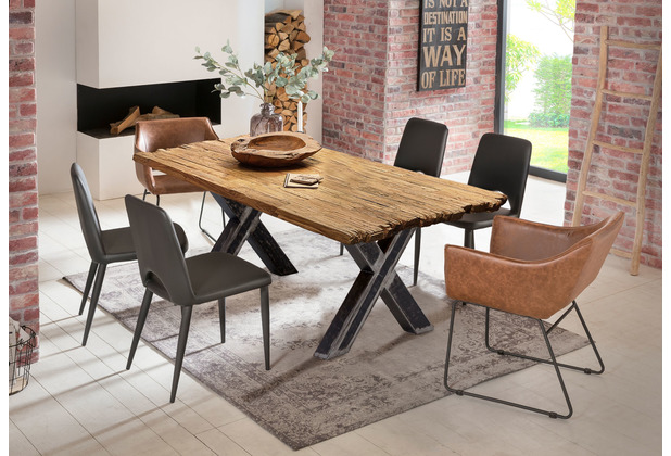 SIT TABLES & CO Tisch 160x90 cm Platte natur, Gestell used look, klar lackiert
