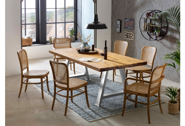 SIT TABLES & CO Tisch 180x100 cm, recyceltes Teak natur, antiksilber