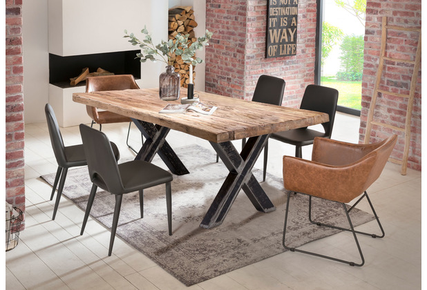 SIT TABLES & CO Tisch 200x100 cm Platte natur, Gestell used look, klar lackiert