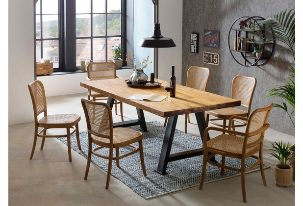 SIT TABLES & CO Tisch 220x100 cm, recyceltes Teak natur, antikschwarz