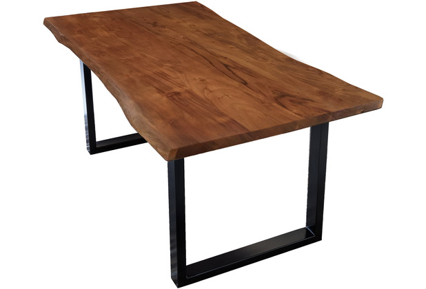 SIT TABLES & CO Tisch 120 x 80 cm, Platte 26 mm, nubaumfarbig, Platte nussbaumfarbig, Gestell schwarz lackiert
