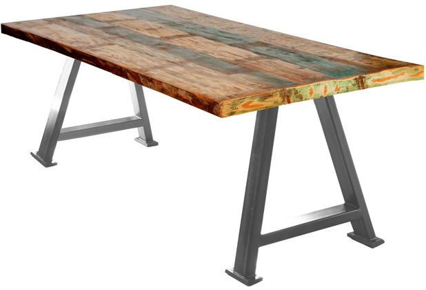 SIT TABLES & CO Tisch 160x85 cm Platte bunt, Gestell antiksilbern