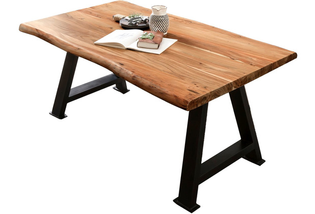 SIT TABLES & CO Tisch 160x85 cm Platte natur, Gestell antikschwarz