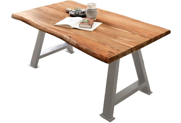 SIT TABLES & CO Tisch 160x85 cm Platte natur, Gestell antiksilbern