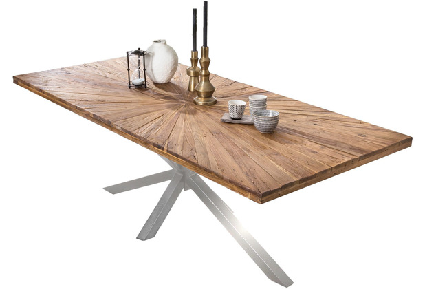 SIT TABLES & CO Tisch 160x90 cm Platte natur, Gestell antiksilbern