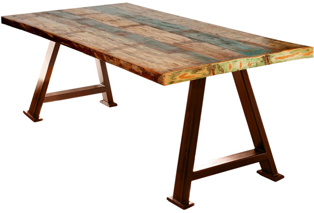 SIT TABLES & CO Tisch 180x100 cm Platte bunt, Gestell antikbraun
