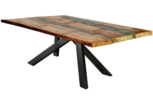 SIT TABLES & CO Tisch 180x100 cm Platte bunt, Gestell antikschwarz