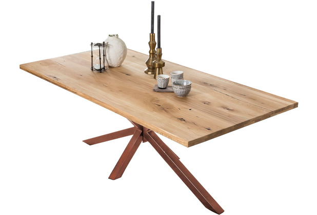 Gestell & TABLES 180x100 natur, SIT cm Platte antikbraun CO Tisch