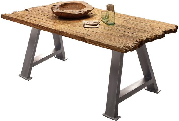 SIT TABLES & CO Tisch 180x100 cm Platte natur, Gestell antiksilbern