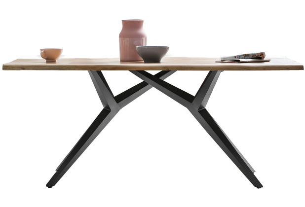 SIT TABLES & CO Tisch 180x100 cm Platte natur, Gestell antikschwarz