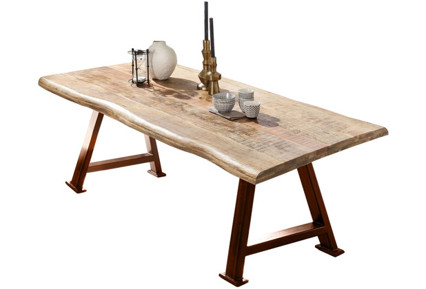 SIT TABLES & CO Tisch 180x90 cm Platte natur, Gestell antikbraun