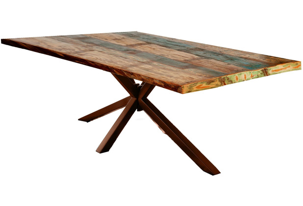 SIT TABLES & CO Tisch 200x100 cm Platte bunt, Gestell antikbraun