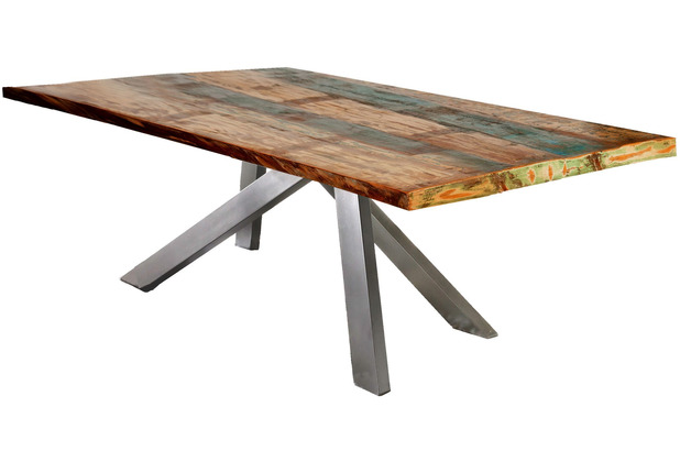 SIT TABLES & CO Tisch 200x100 cm Platte bunt, Gestell antiksilbern