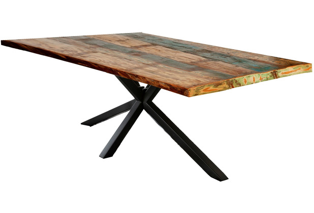 SIT TABLES & CO Tisch 220x100 cm Platte bunt, Gestell antikschwarz