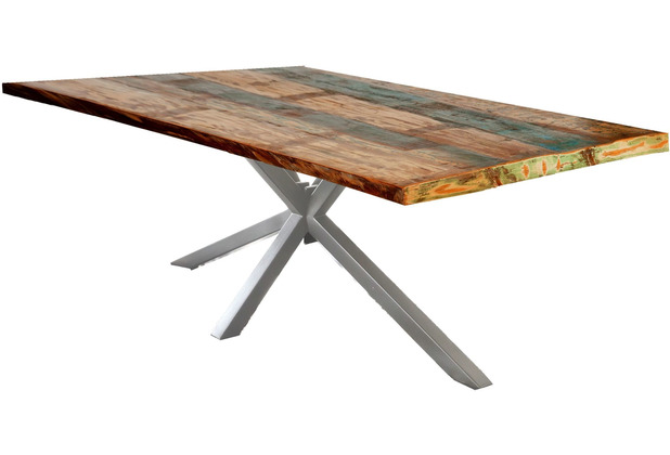 SIT TABLES & CO Tisch 220x100 cm Platte bunt, Gestell antiksilbern