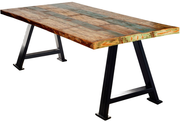 SIT TABLES & CO Tisch 240x100 cm Platte bunt, Gestell antikschwarz