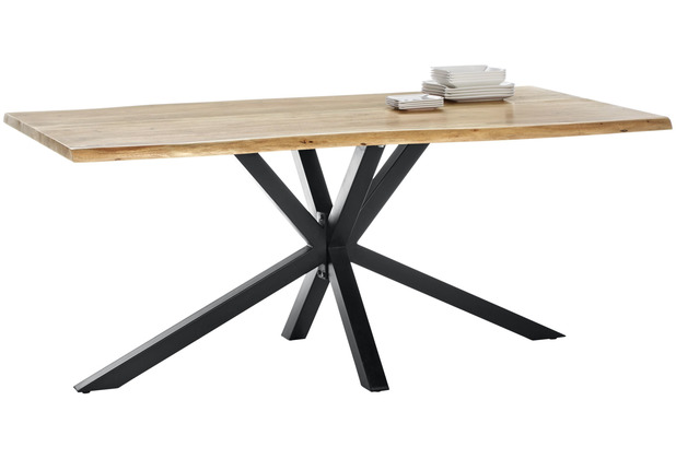SIT TABLES & CO Tisch 160x85 cm, Akazie natur Platte natur, Gestell schwarz