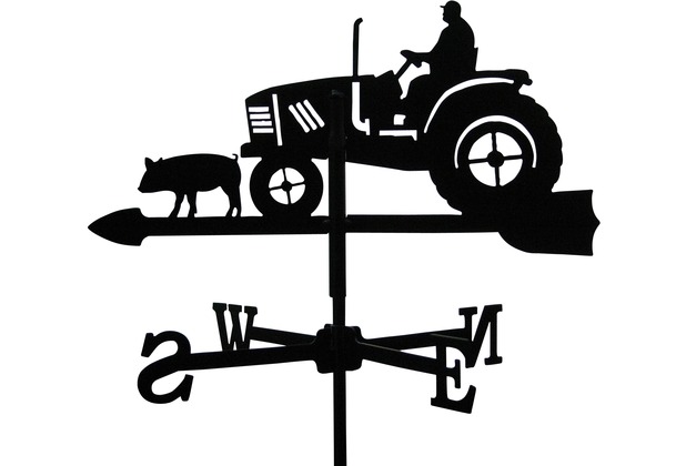 SvenskaV Wetterfahne Traktor, Stahlblech, schwarz pulverbeschichtet, klein