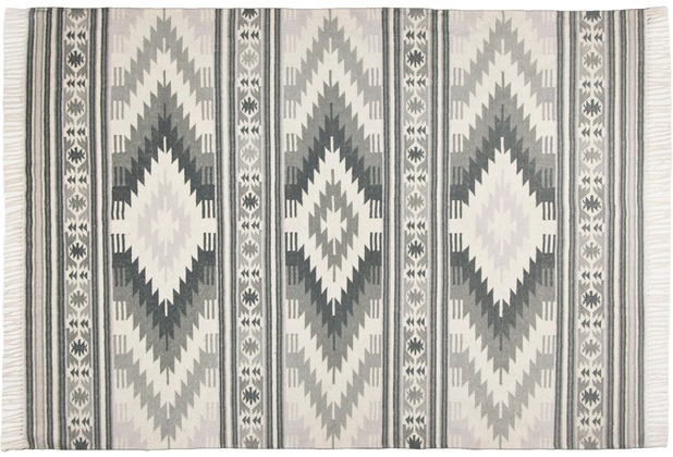 Tom Tailor Vintage-Handwebteppich Kelim Colors I grau 140 cm x 200 cm