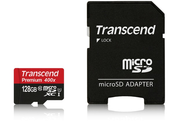 Transcend microSDXC Class 10 UHS-I 400x, 128GB + SD Adapter