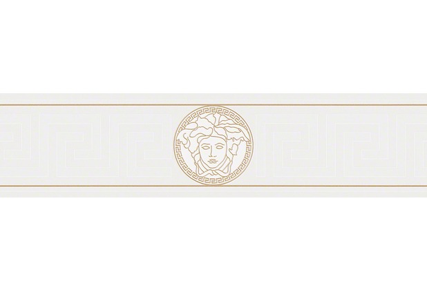 Versace Bordüre Greek, metallic, weiß