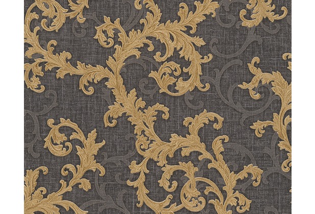 Versace klassische Mustertapete Baroque & Roll, Tapete, grau, metallic, schwarz 962316