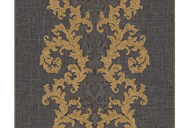 Versace klassische Mustertapete Baroque & Roll, Tapete, grau, metallic, schwarz 962326