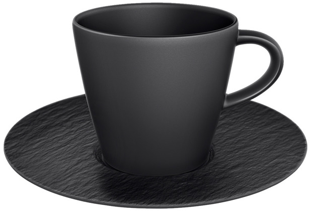 Villeroy & Boch Manufacture Rock Kaffeetasse mit Untertasse 2tlg. schwarz
