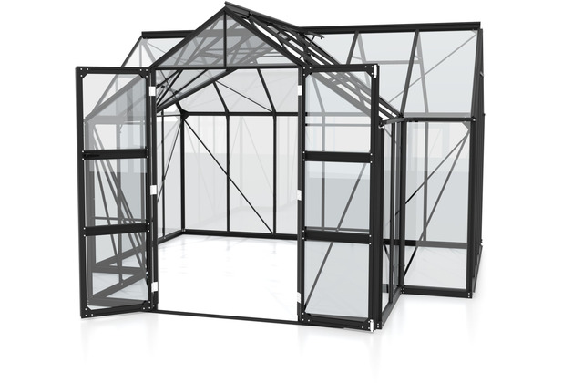 vitavia Gewchshausbausatz Orangerie, Clarus, Komplett verglast mit Sicherheitsglas, kristallklar ESG3mm, schwarz, 13 m, B 3,83 x T 3,83 x H 2,54 m