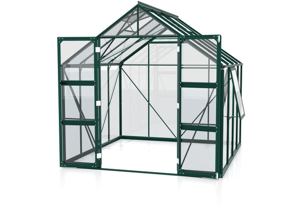 vitavia Gewchshaus Olymp Einscheibenglas 3mm, smaragd Olymp 6700, 6,7 m, 2,57 m x 2,63 m
