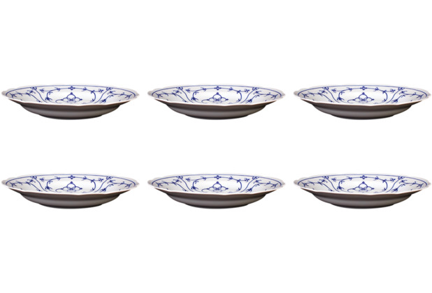 Winterling Tallin Indisch Blau Suppenteller tief gewellter Rand 24 cm 6er-Set